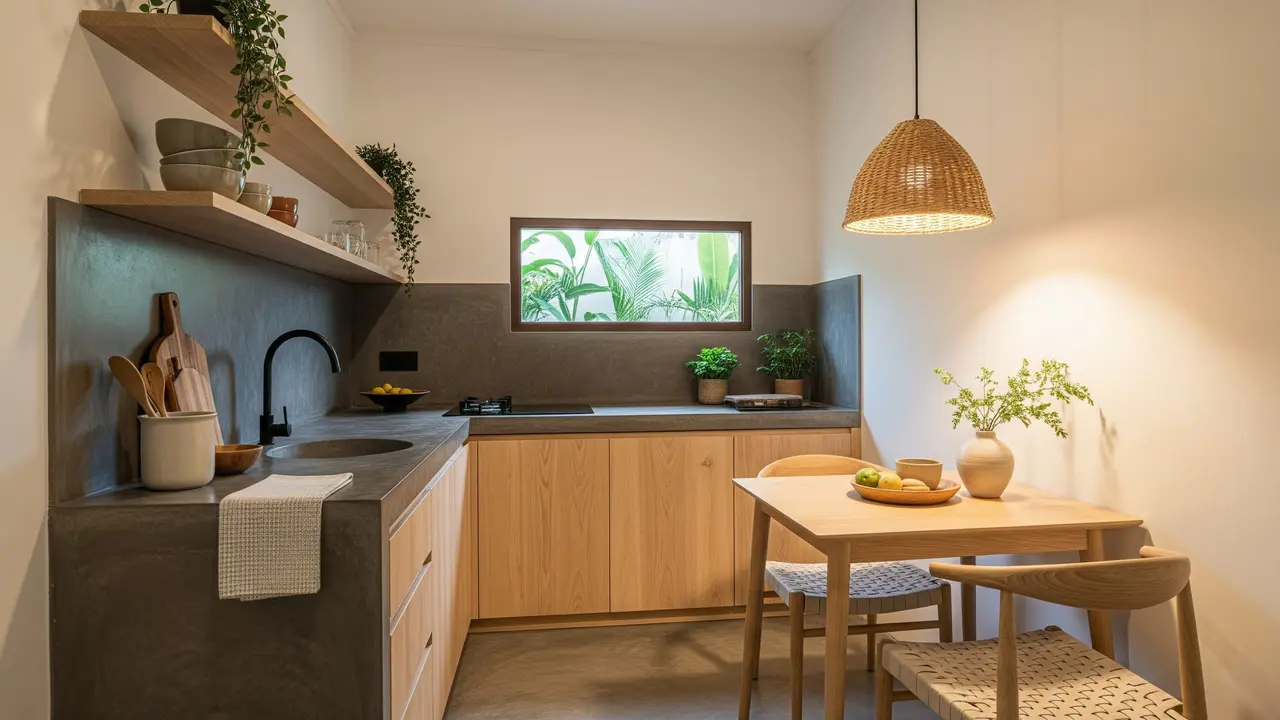 Desain Dapur Gaya Japandi untuk Ruang Kecil dengan Anggaran Rp10 Juta /Ilustrasi gambar AI