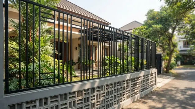 Kombinasi Pagar Besi Hollow dan Roster yang Membuat Rumah Lebih Adem