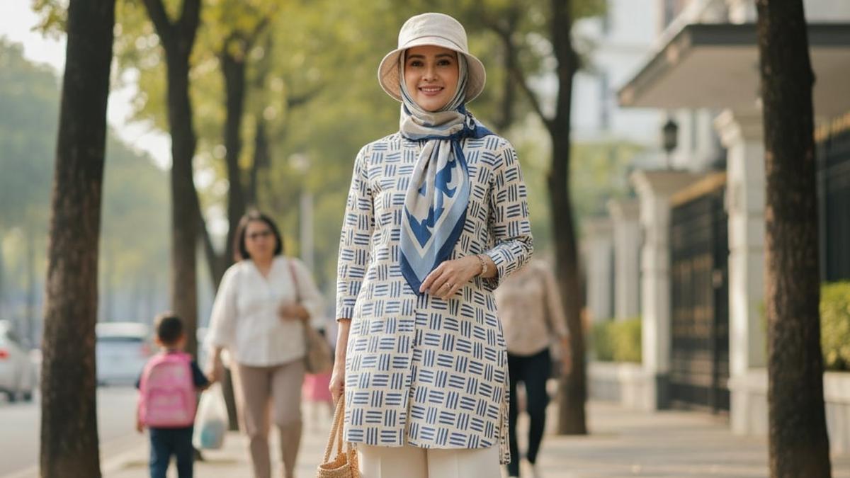 Cara Padupadan Tunik &amp; Celana Panjang supaya Tetap Syari dan Stylish