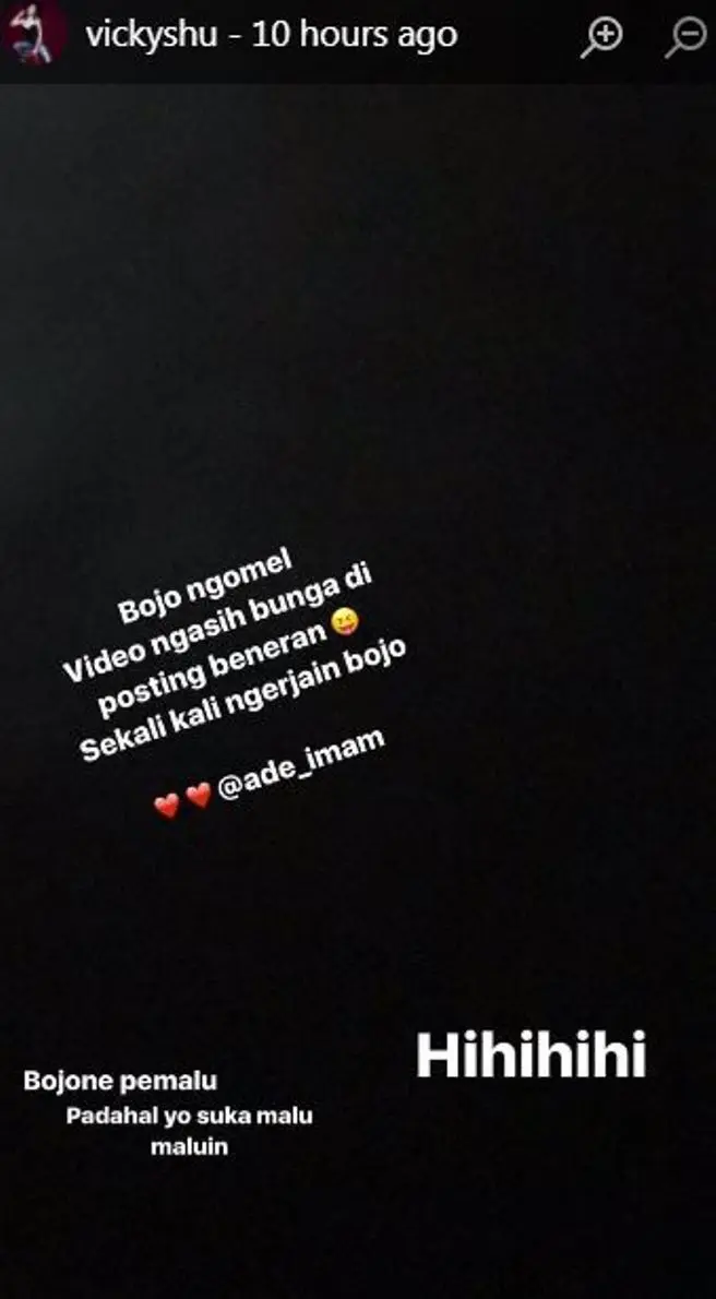 Vicky Shu diomeli sang suami gara-gara mengunggah video romantis. [foto: instagram/vickyshu]
