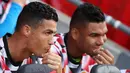 Pelatih Erik Ten Hag kembali tak menurunkan Cristiano Ronaldo sebagai starter saat MU menghadapi Southampton. Tercatat, dalam 4 laga CR-7 telah 3 kali memulai laga dari bangku cadangan dalam 4 laga awal Liga Inggris musim 2022/2023. (AFP/Adrian Dennis)