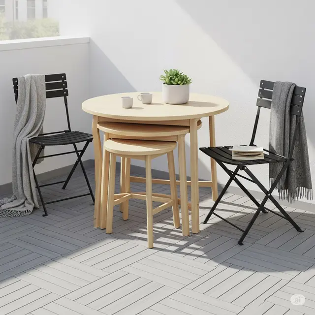 Teras dengan Meja 3-in-1 Lipat