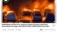 Penelusuran klaim video gudang mobil listrik di AS terbakar akibat baterai