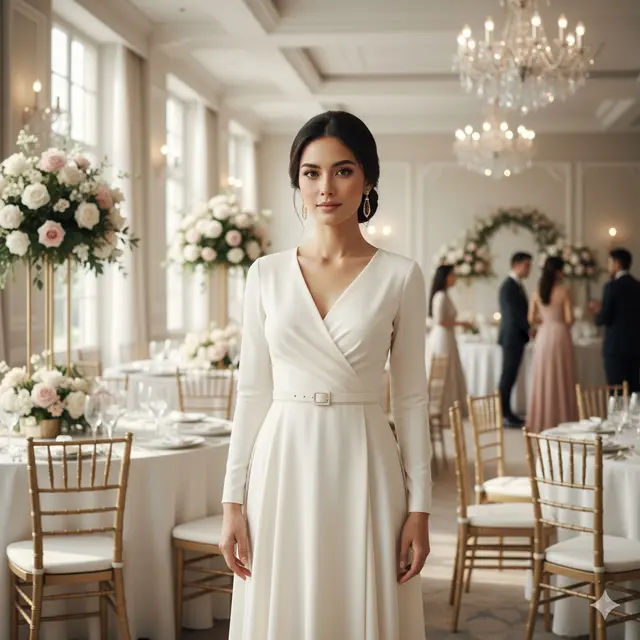 Long Dress Bahan Crepe dengan Potongan Wrap