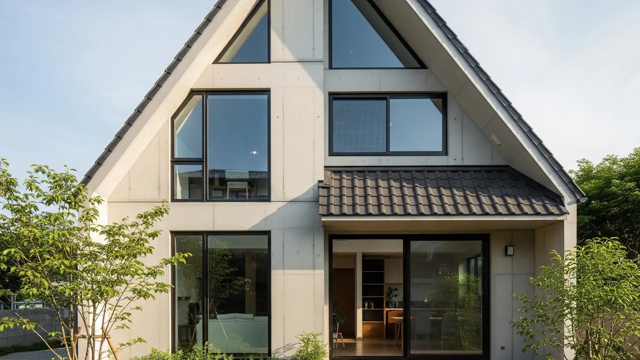 Model Rumah Minimalis dengan Atap Segitiga Tinggi
