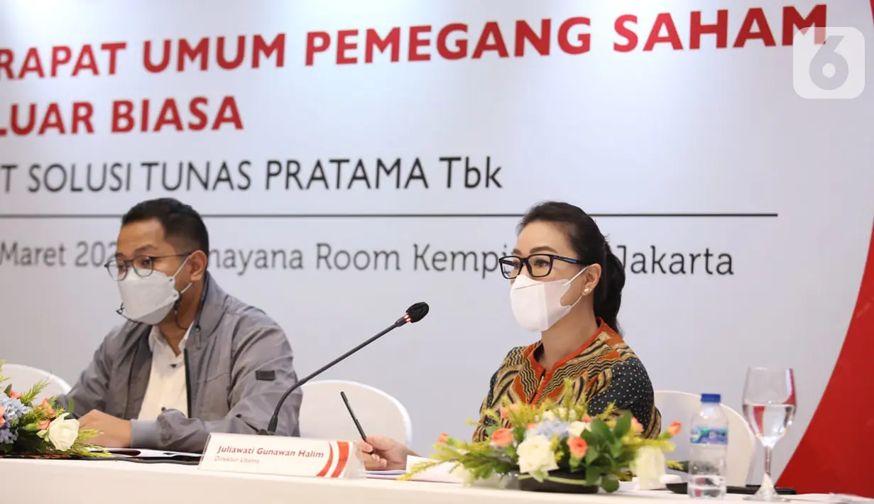 Direktur Utama SUPR saat acara Public Expose Insidentil di Jakarta, (01/03/2022). SUPR menargetkan pendapatan perseroan mampu tumbuh 5-6 persen pada tahun 2022 dan penambahan menara di kisaran 400 menara dengan pertumbuhan tenant di angka 600-700 tenancy secara gross.  (Liputan6.com/HO/SUPR)