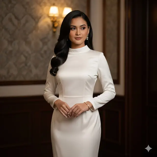Long Dress Silk Cream
