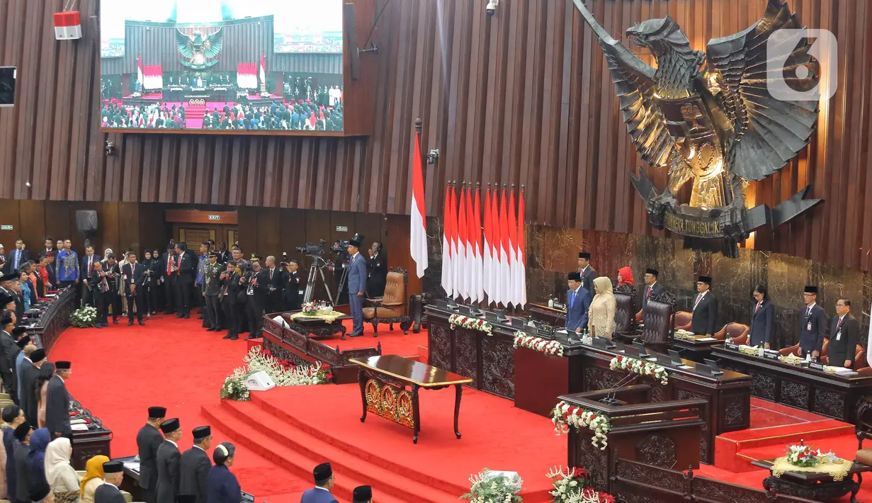 Suasana rapat paripurna perdana di Gedung Nusantara, Kompleks Parlemen, Senayan, Jakarta, Selasa (1/10/2024). (Liputan6.com/Angga Yuniar)