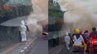 Momen pocong bantu dalam kebakaran (sumber: TikTok/riki.eff)