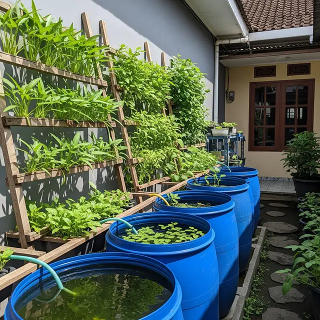 9 Ide Halaman Produktif dengan Kangkung, Bayam, dan Ikan Nila dalam Drum