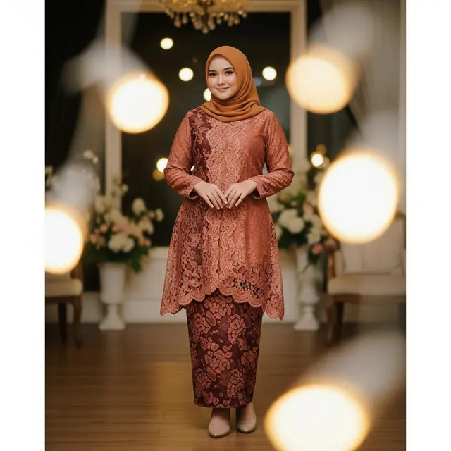 Model Baju Batik Pesta Wanita Muslim Modern. Foto: Gemini
