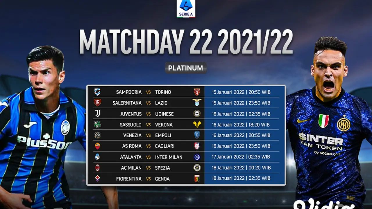 Link Live Streaming Liga Italia 2021/2022 Matchday 22 di Vidio, 15-18 Januari 2022