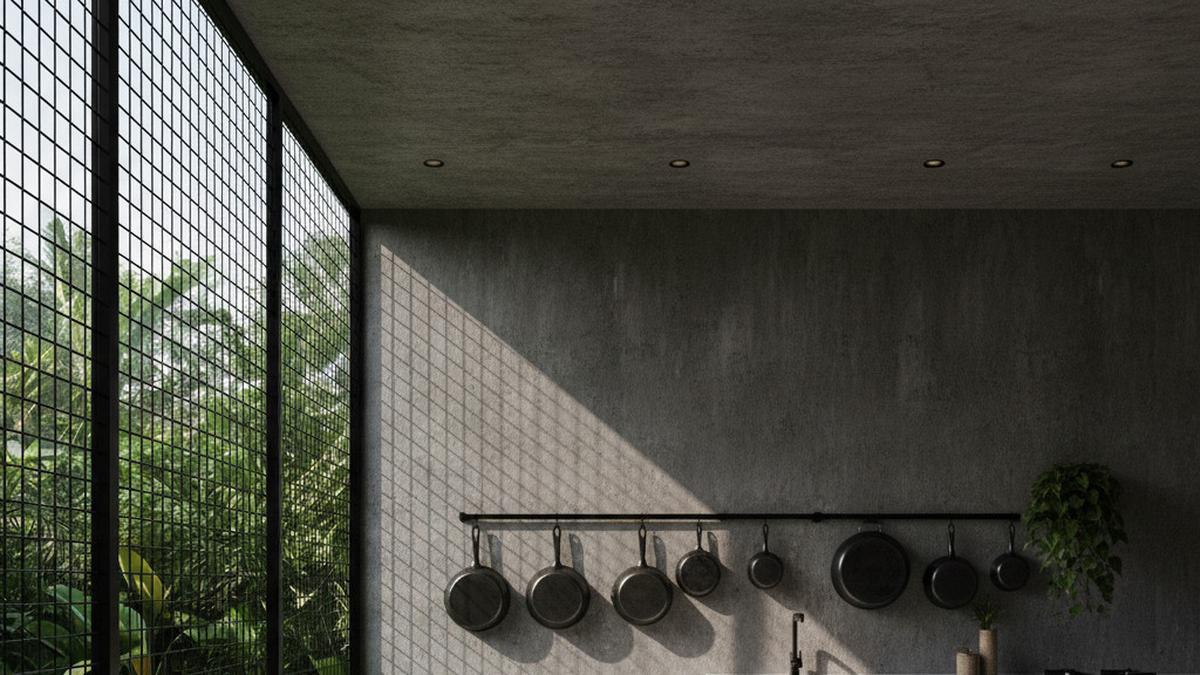 10 Dapur Minimalis Terbuka di Halaman Belakang dengan Keramik Polos Estetik Terasa Lega