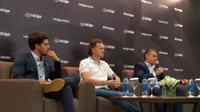 Managing Director of La Liga Southeast Asia, Japan and South Korea, Ivan Codina (kanan) dan Duta La Liga, Steve McManaman (tengah), di Hotel Gran Melia, Jakarta, Rabu (5/9/2018).