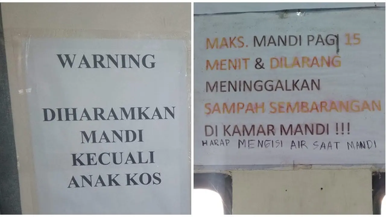 6 Peringatan di Dinding Kamar Mandi Kos Ini Bikin Tepuk Jidat