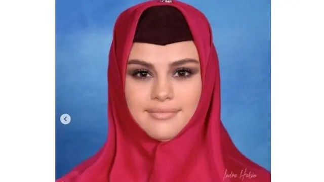 6 Editan Foto Artis Dunia Pakai Hijab Merah dan Pink Ini Curi Perhatian, Netizen: Makin Cantik