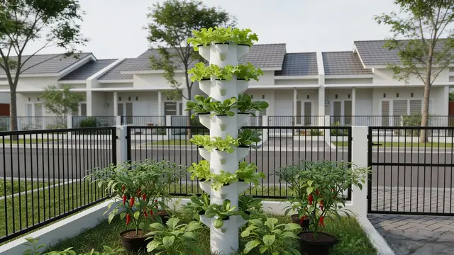 Kebun Sayur Mini Dengan Kombinasi Vertical Tower