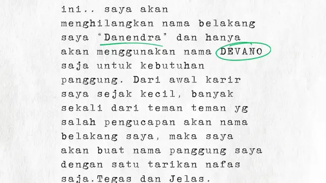 Alasan Devano mengubah nama panggung.