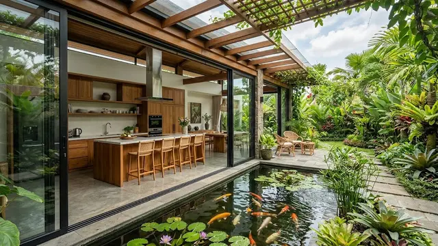 Model Dapur Semi Outdoor yang Sejuk Berkat Bukaan Lebar