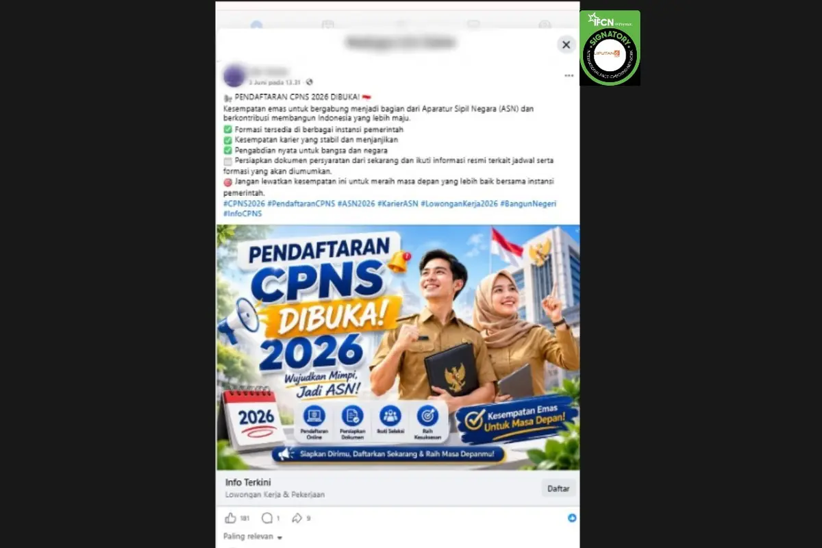 Cek Fakta Liputan6.com mendapati klaim link pendaftaran CPNS 2026.