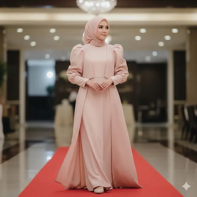 Gamis Polos + Outer Puff Sleeve