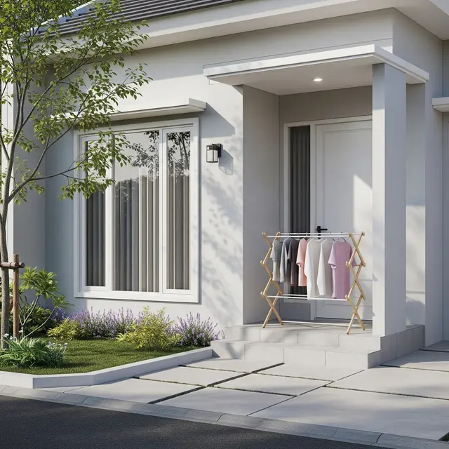 Area Jemuran di Depan Rumah Tipe 36 yang Rapi (Gemini AI)
