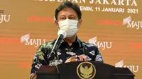 Menteri Kesehatan RI Budi Gunadi Sadikin menyampaikan vaksinasi COVID-19 siap dilaksanakan Rabu, 13 Januari 2021 mendatang usai rapat di di Kantor Presiden, Jakarta, Senin (11/1/2021). (Biro Pers Sekretariat Presiden)