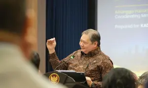 Menteri Koordinator Bidang Perekonomian Airlangga Hartarto, ketika memberikan keynote speech dalam acara Kamar Dagang dan Industri (Kadin) Indonesia. (Dok Kemenko Perekonomian)