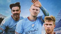 Ilustrasi - Kevin de Bruyne, Erling Haaland, Jack Grealish (Bola.com/Decika Fatmawaty)