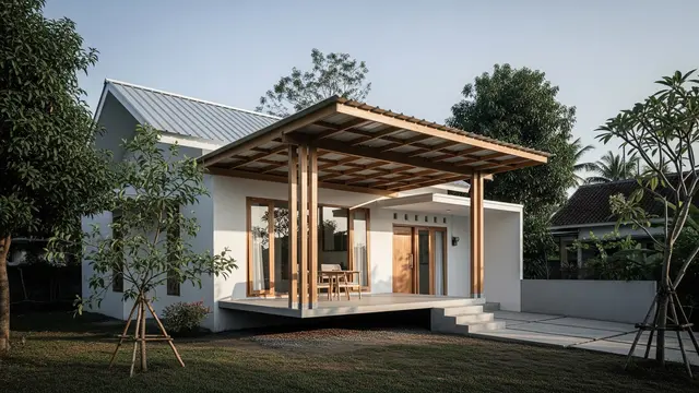 Model Kanopi Teras dari Rangka Kayu