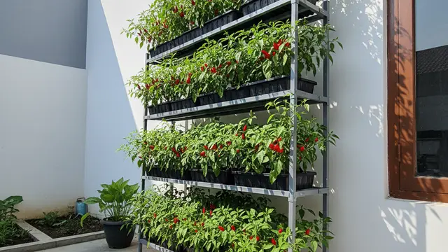 Desain Kebun Sayur Bertingkat Tanpa Paku dan Palu. Gemini