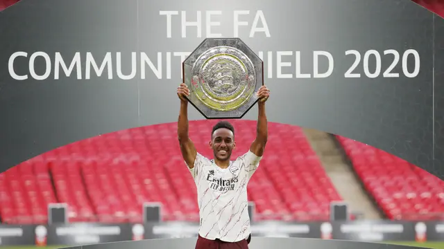 Ekspresi Pierre-Emerick Aubameyang Usai Membawa Arsenal Juara Community Shield 2020