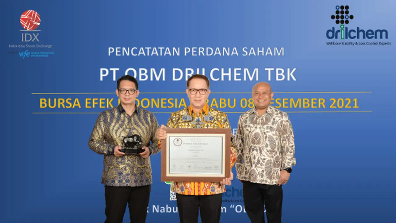 Pencatatan perdana saham PT OBM Drilchem Tbk (OBMD), Rabu (8/12/2021) (Foto: BEI)