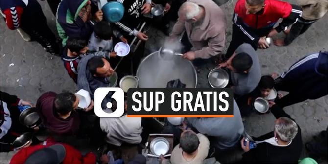 VIDEO: Warga Gaza Berebut Untuk Mendapatkan Sup Gratis Selama Ramadan