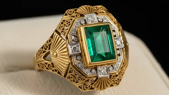 Model Cincin Emas dengan Batu Zamrud yang Diprediksi Tren di 2026