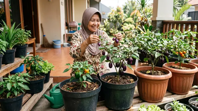 Ide Kebun Sayur dalam Pot Simpel (Foto: Gemini AI)