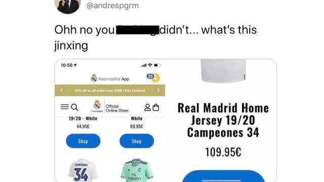 Kostum Kemenangan Real Madrid dijual sebelum tim ibu kota benar-benar menjadi juara La Liga 2019/2020