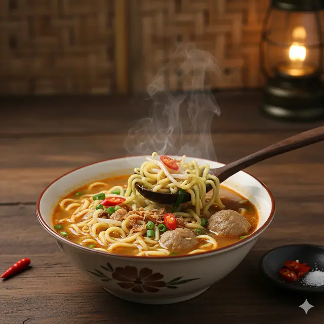 Resep mie tek tek kuah Jawa (Foto: Gemini AI)