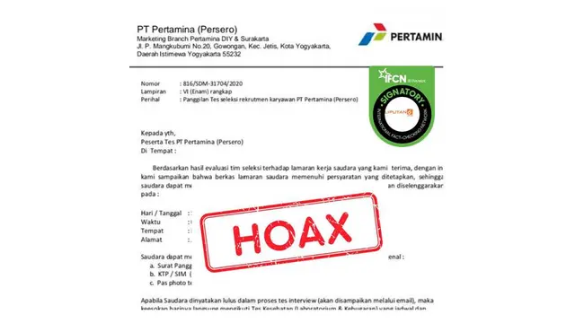 Cek fakta lowongan pertamina