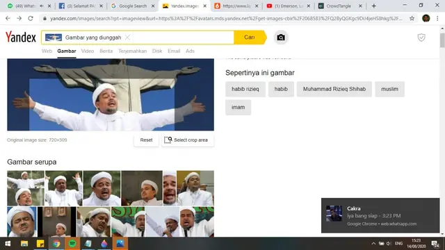 Hasil penelusuran Yandex Habib Rizieq