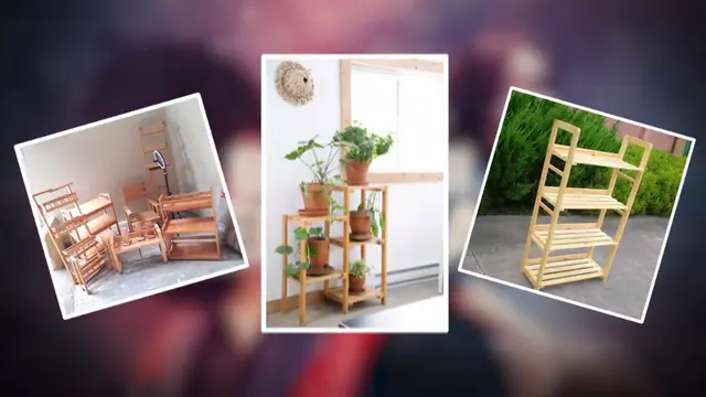 Furnitur kayu untuk tanaman.