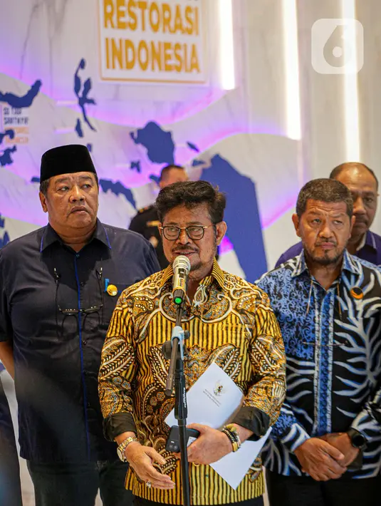 "Perjalanan saya untuk kepentingan rakyat. 280 juta orang saya harus kasih makan, dan saya sudah kerja dengan itu...," kata Syahrul. (Liputan6.com/Faizal Fanani)
