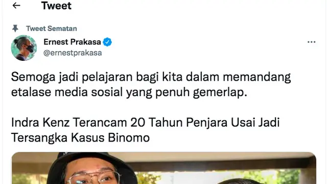 Ernest Prakasa Ajak Masyarakat Petik Pelajaran dari Kasus Indra Kenz