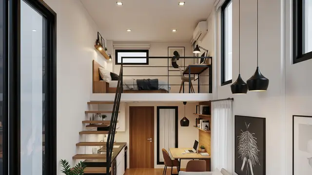Desain Rumah di Lahan Bekas Kontrakan yang Kecil Tapi Tetap Stylish dengan Mezzanine