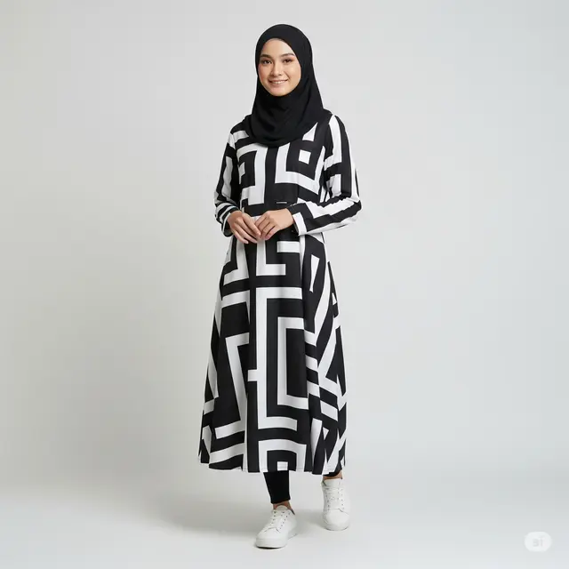 8 Model Gamis Midi Dress Motif Terbaru 2025 untuk Acara Formal hingga Kasual