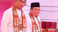 Sebelumnya, Ridwan Kamil sempat memberi keterangan terkait nama pasangan Ridwan Kamil-Suswono adalah RIDO. (Liputan6.com/Angga Yuniar)