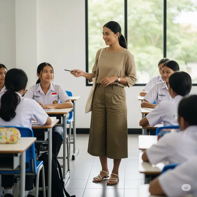 Model Baju Khaki Guru Wanita PNS Terbaru. Foto: Gemini