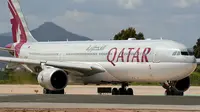 Ilustrasi pesawat A 330 milik Qatar Airways di bandara Barcelona, Spanyol. (Sumber Wikimedia Commons/Curimedia via Creative Commons)