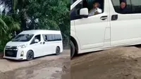 Mobil menteri tersangkut di jalan rusak Lampung (Instagram/@undercover.id)