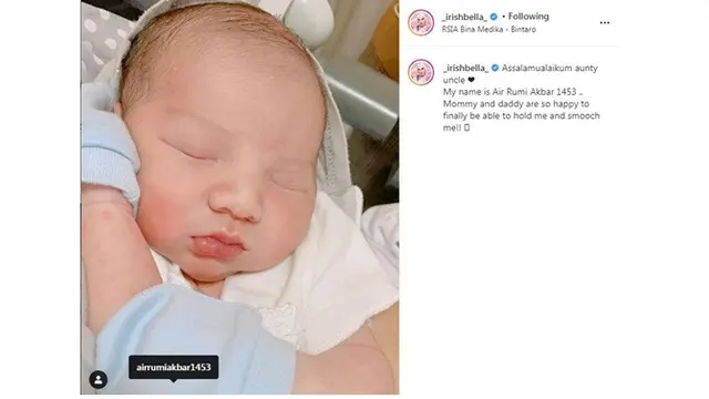 Dikaruniai Anak Laki-Laki, Ini Nama Anak Irish Bella dan Artinya